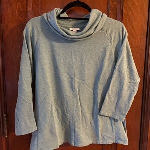 J Jill boho cowl neckline 3/4 sleeve green/blue sweater/shirt